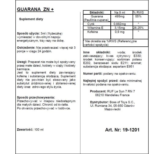 Guarana silny ekstrakt na energię podniecenie sex